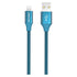 Flätad USB-A till MFi Lightning-kabel Blå 1 m