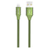 Flätad USB-A till MFi Lightning-kabel Grön 1 m