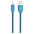 Braided USB-A til Micro USB Kabel Blå 1m